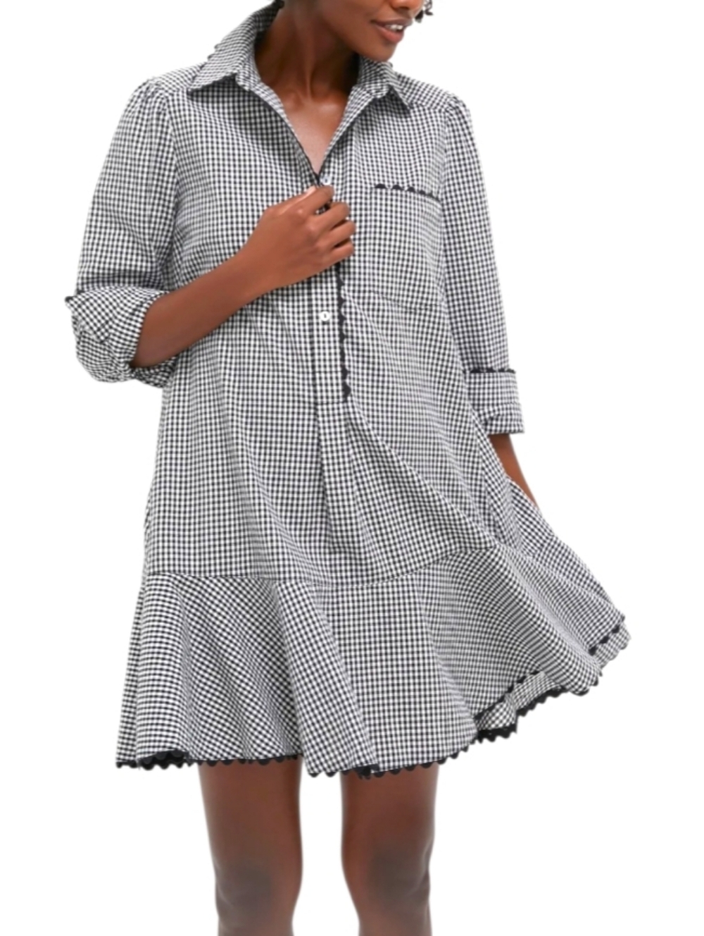 Tuckernuck Black and White Gingham Shirt Dress